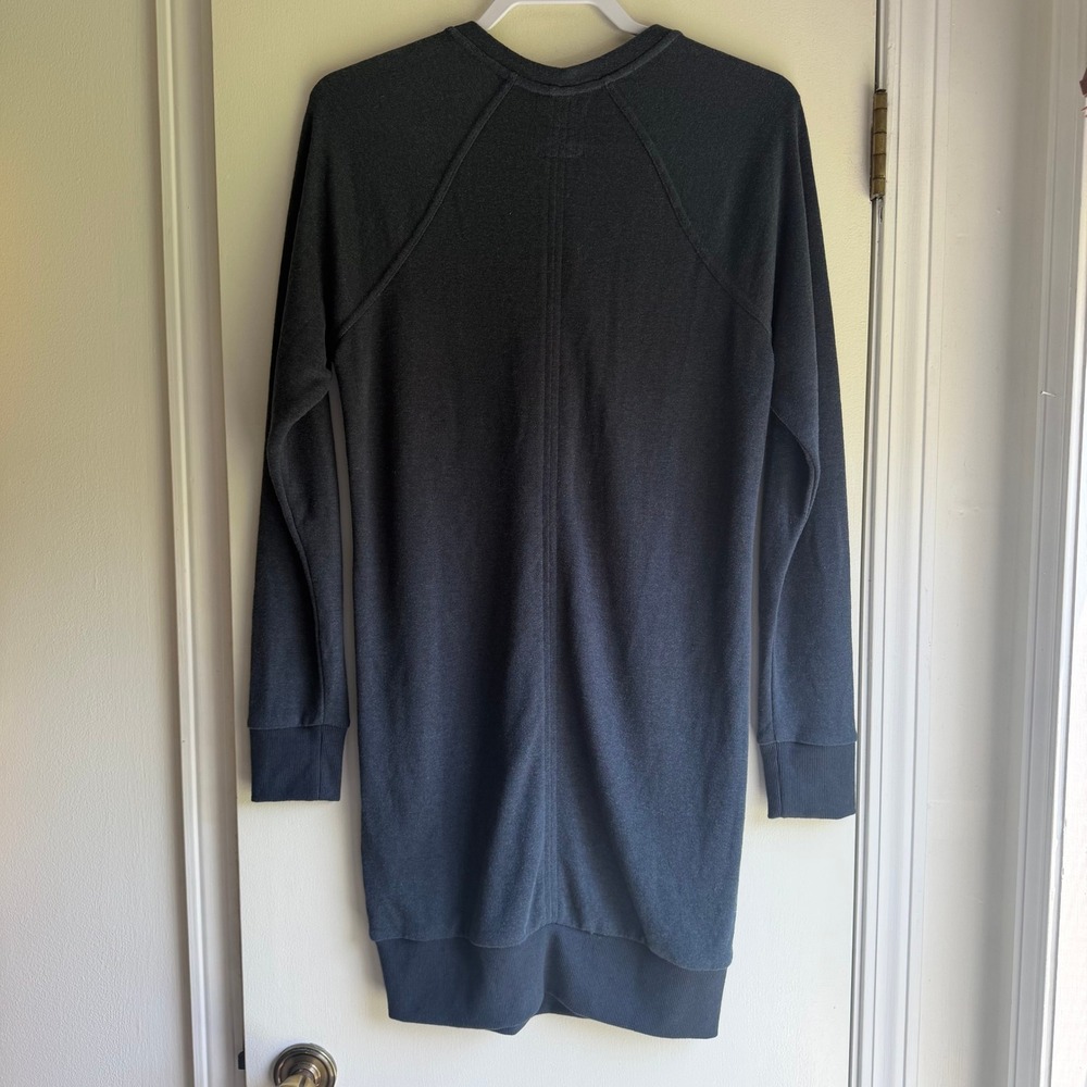 prAna Women Charcoal Heather Hemp Blend Lace Up Long Sleeve Tunic Dress XS NEW - Picture 7 of 10
